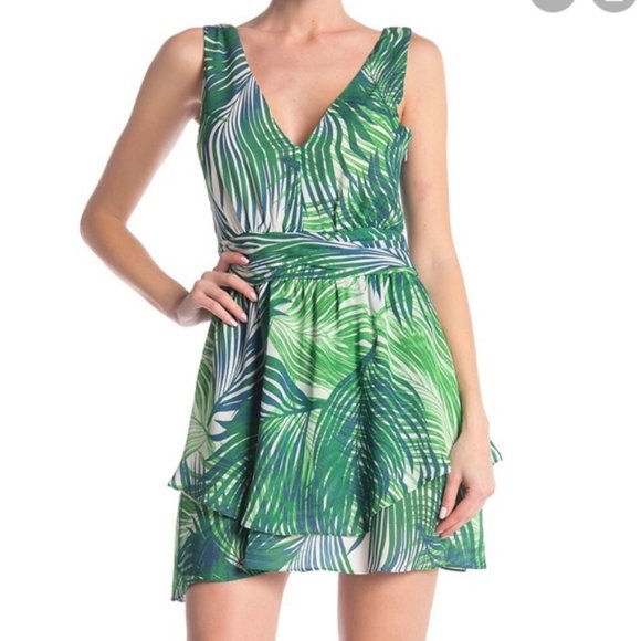 Ramy Brook Silk Meghan Palm Print Dress - Picture 2 of 6